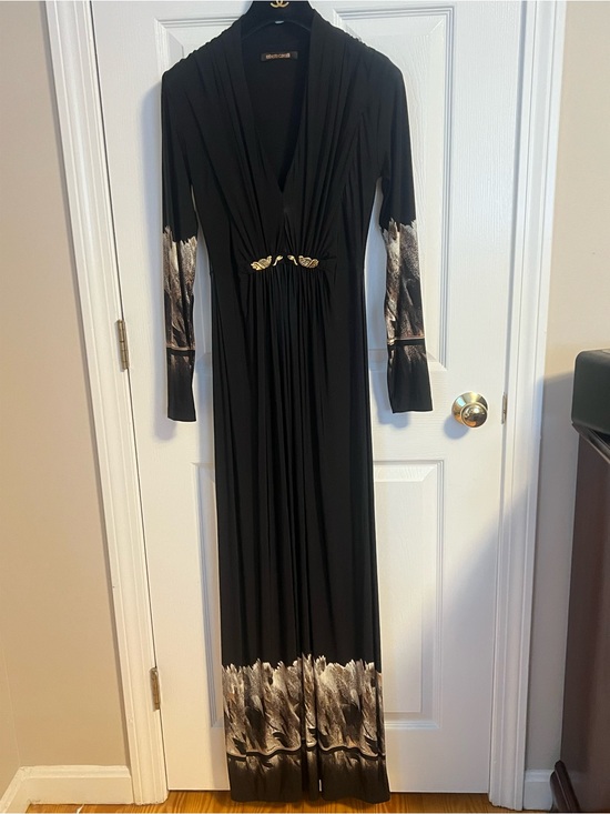 Roberto Cavalli Dresses & Skirts - Vintage Y2K Roberto Cavalli Black Maxi Dress with Gold Serpent Detail